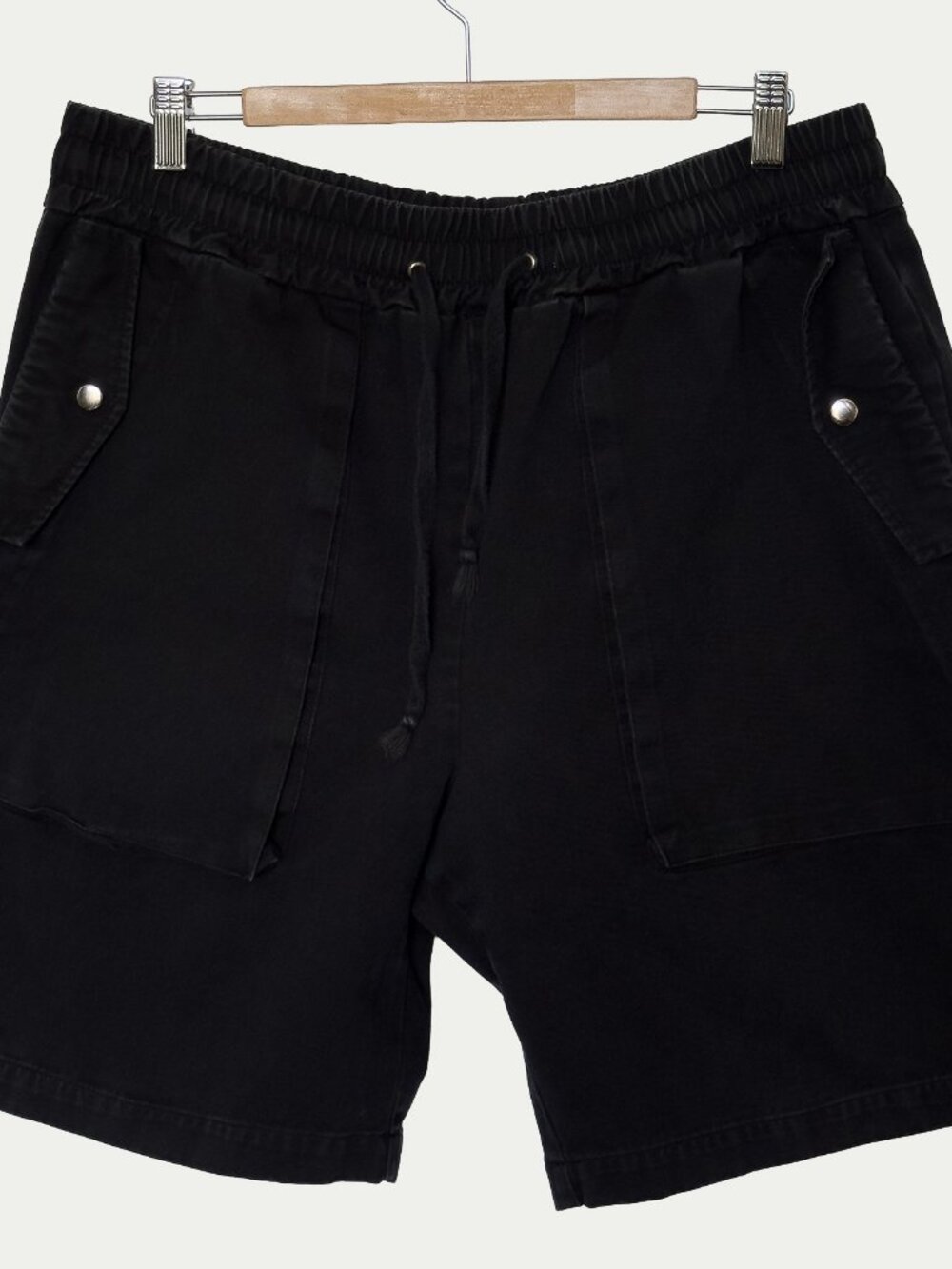 OAK NYC Black Twill Snap Pocket Shorts L